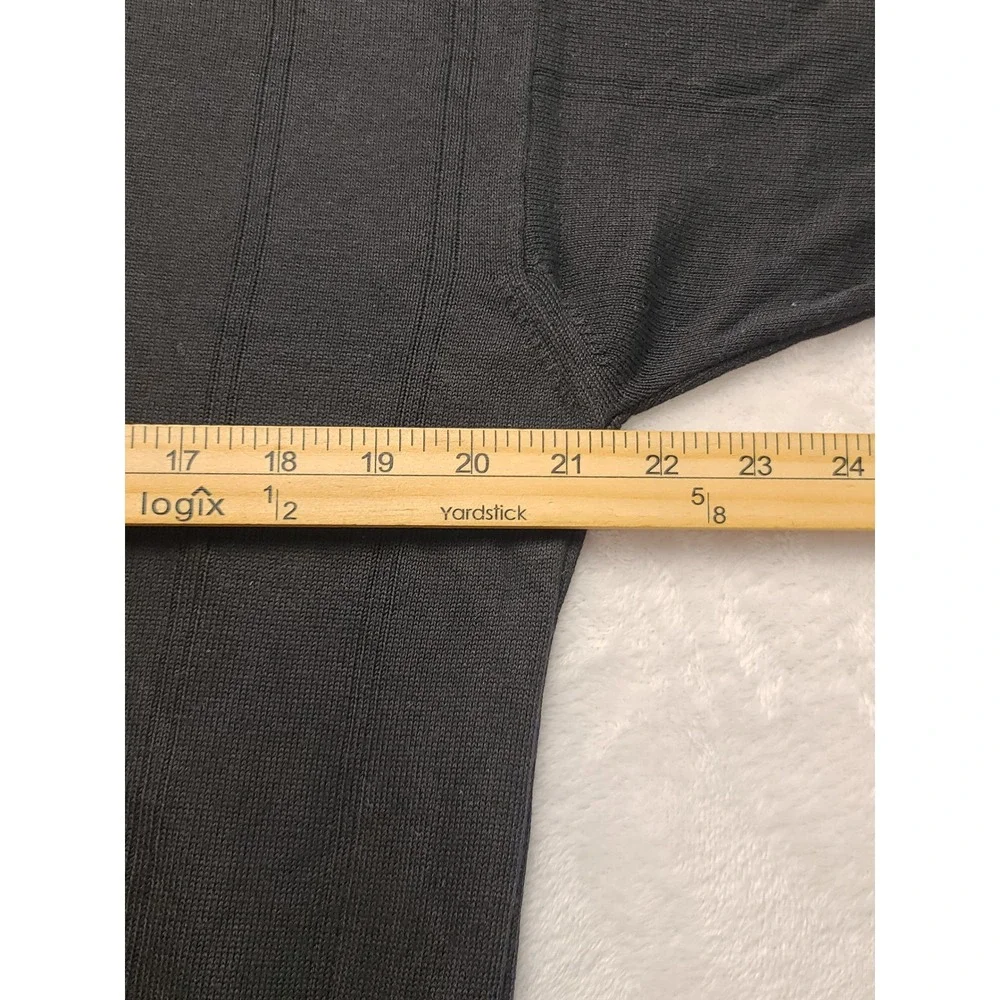 Fiii Men's Large Black Cotton Modal Knit Long Sleeve Polo Sweater‎ Made in Italy